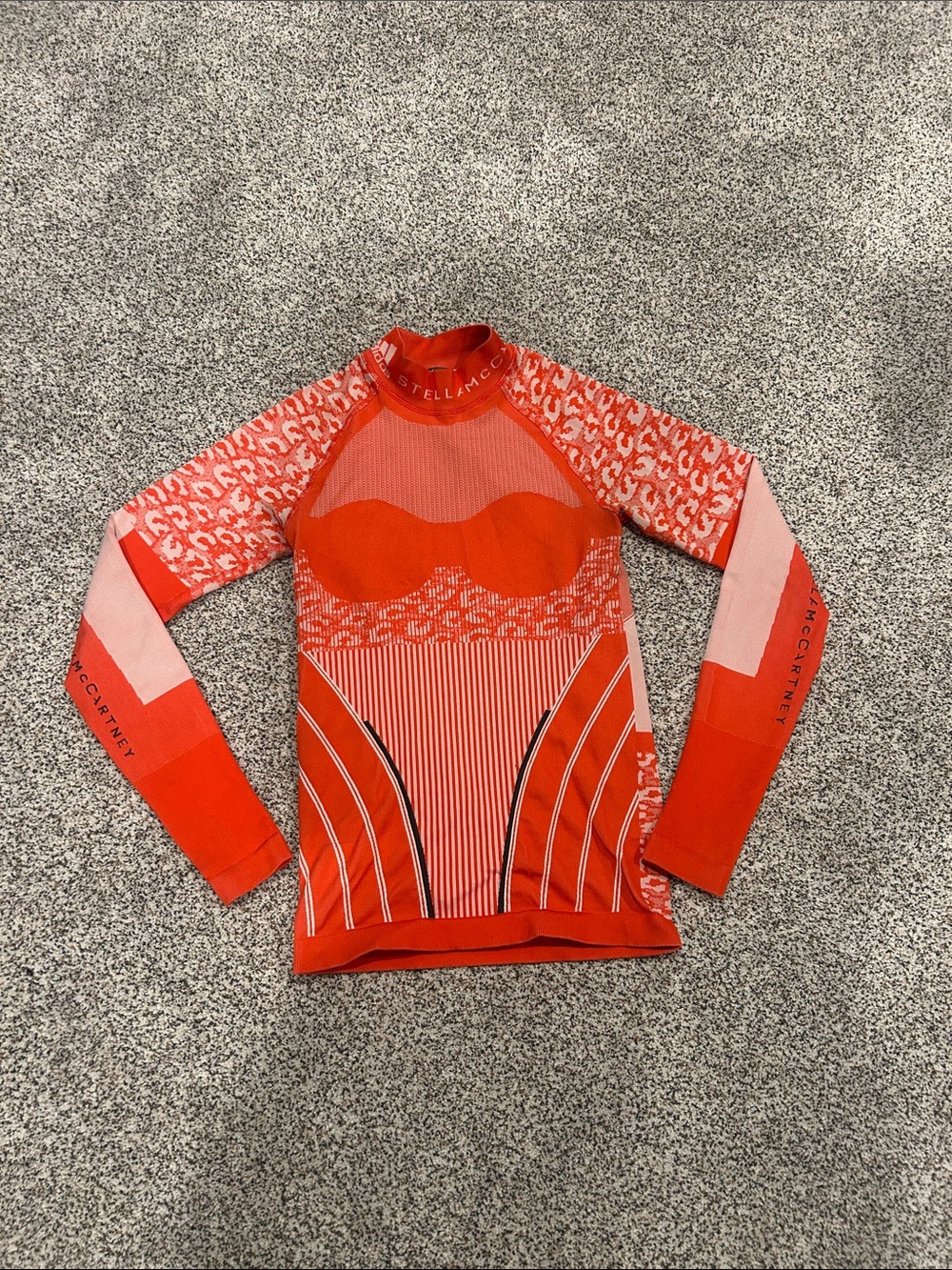 Adidas by Stella McCartney Red and Pink Graphic Long-Sleeve Athletic Top